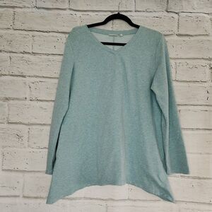 LOGO Lounge by Lori Goldstein Comfy Seafoam Green Tunic Top Women Size M Pockets
